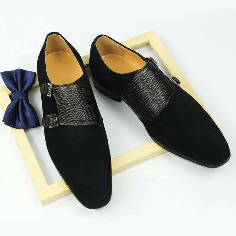 Cow Suede Loafers Men Shoes Banquet Dress High Street Fashion Classic Buckle Shoe Handmade Characteristic Black Pointed Toe
Cow Suede Loafers Men Shoes Banquet Dress High Street Fashion Classic Buckle Shoe Handmade Characteristic Black Pointed Toe