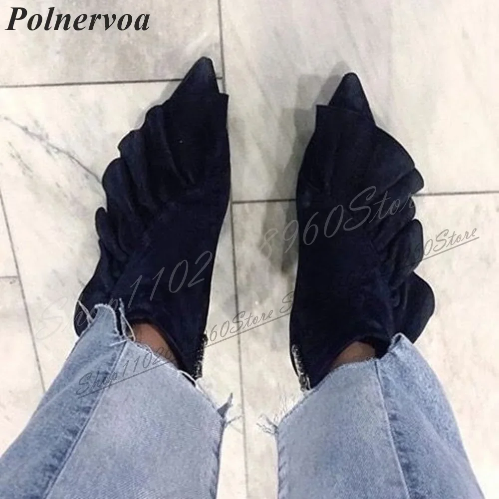 Casual Black Flock Ruffles Decor Pumps Flat With Shoes For Women Side Zipper Pointed Toe 2024 Fashionable Zapatos Para Mujere
Casual Black Flock Ruffles Decor Pumps Flat With Shoes For Women Side Zipper Pointed Toe 2024 Fashionable Zapatos Para Mujere
