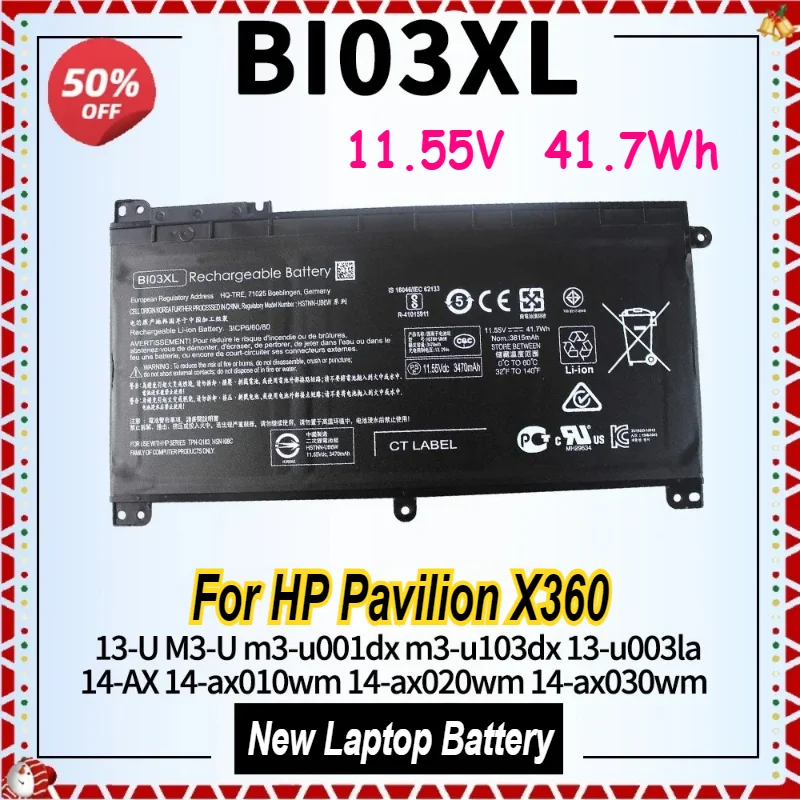 BI03XL ON03XL Аккумулятор для ноутбука HP Pavilion X360 TPN-W118 HSTNN-UB6W M3-U001DX M3-U103DX 13-U003LA 844203 -850 14-AX010WM BIO3X
BI03XL ON03XL Аккумулятор для ноутбука HP Pavilion X360 TPN-W118 HSTNN-UB6W M3-U001DX M3-U103DX 13-U003LA 844203 -850 14-AX010WM BIO3X
