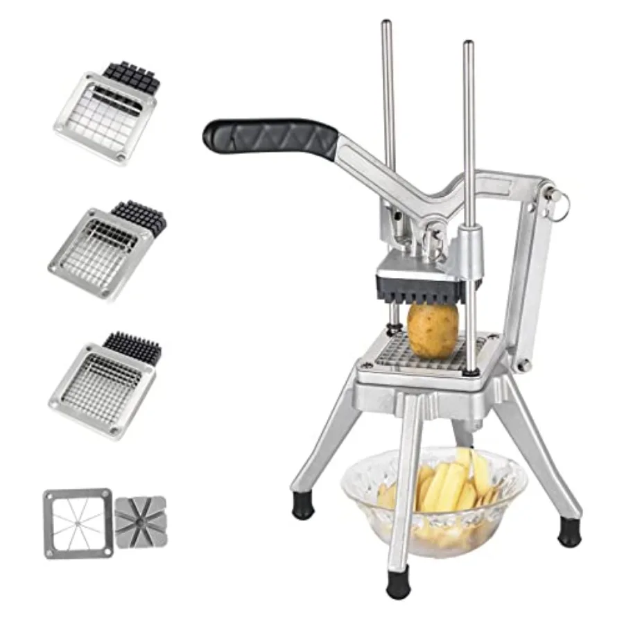 Commercial Vegetable Chopper French Fry Cutter Stainless Steel with 4 Sizes Blades 1/2 3/8 1/4 8-Wedge Blades and Pusher Blocks
Commercial Vegetable Chopper French Fry Cutter Stainless Steel with 4 Sizes Blades 1/2 3/8 1/4 8-Wedge Blades and Pusher Blocks