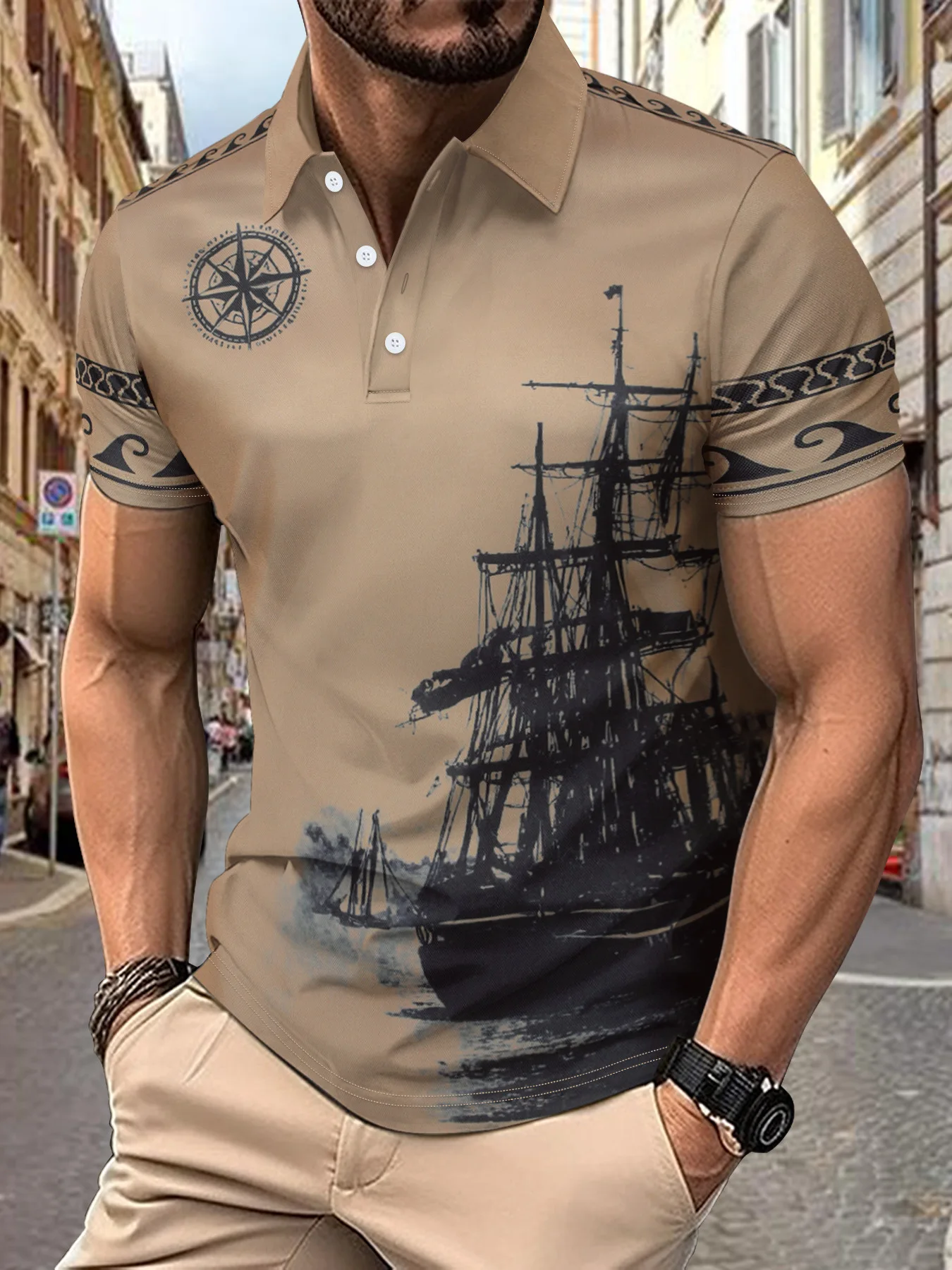 Summer men's retro yachting pattern long-sleeved shirt, casual breathable short-sleeved top for beach and sports Polo shirt
Summer men's retro yachting pattern long-sleeved shirt, casual breathable short-sleeved top for beach and sports Polo shirt