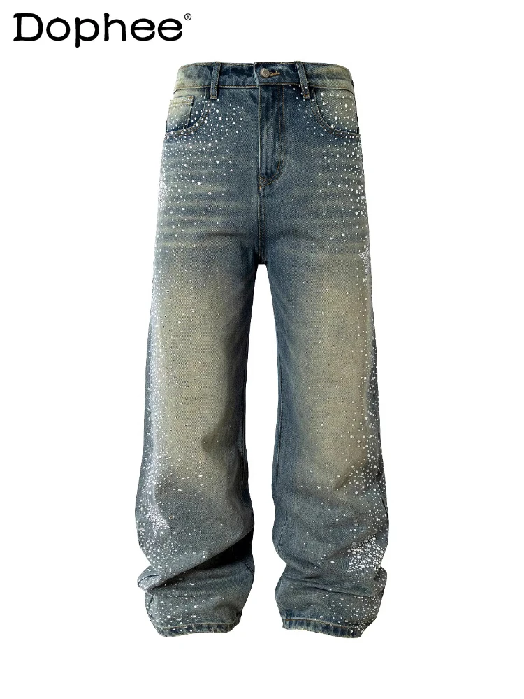 Men's 2026 Spring Summer New Trendy Straight Denim Trousers Fashion Hot Diamond Bright Diamond Jeans High Street Wide-leg Jeans
Men's 2026 Spring Summer New Trendy Straight Denim Trousers Fashion Hot Diamond Bright Diamond Jeans High Street Wide-leg Jeans