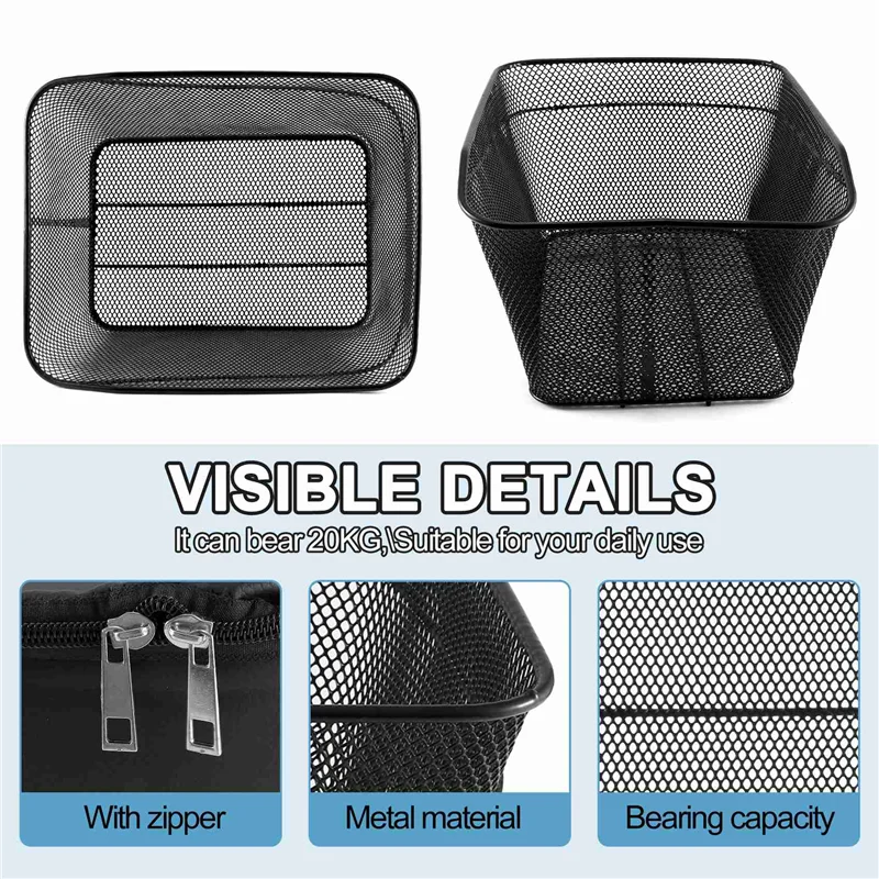 A89E-Rear Bike Basket Large Capacity Rear Bicycle Cargo Rack Mount Metal Wire Bike Storage Basket With Waterproof Cover
A89E-Rear Bike Basket Large Capacity Rear Bicycle Cargo Rack Mount Metal Wire Bike Storage Basket With Waterproof Cover