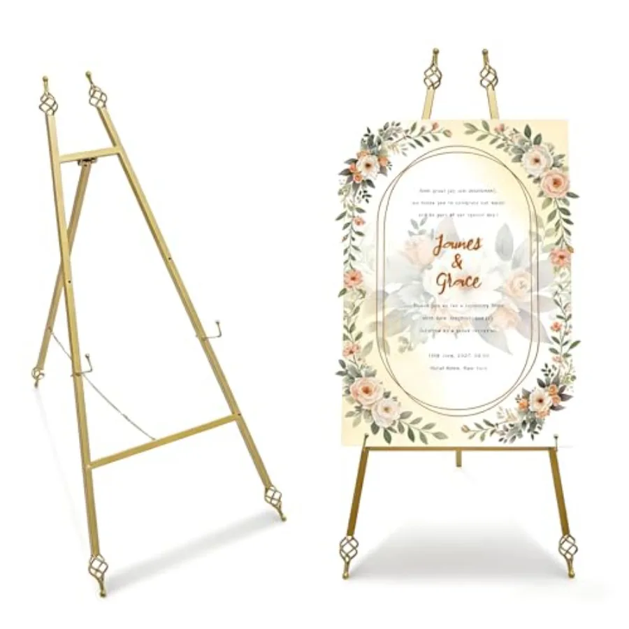 2-Pack 43.2" Gold Easel Stand for Wedding Sign 6 Adjustable Holes Metal Standing Easel with Adjustable Chain Heavy Duty Art Eas
2-Pack 43.2" Gold Easel Stand for Wedding Sign 6 Adjustable Holes Metal Standing Easel with Adjustable Chain Heavy Duty Art Eas