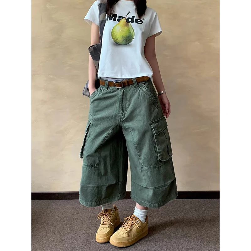 ZHIZOU Summer Women Green Jorts Japanese Jeans Shorts Y2K 2000s Denim Cargo Pants Harajuku Grunge Punk Capri pants Wide Fit Tide
ZHIZOU Summer Women Green Jorts Japanese Jeans Shorts Y2K 2000s Denim Cargo Pants Harajuku Grunge Punk Capri pants Wide Fit Tide