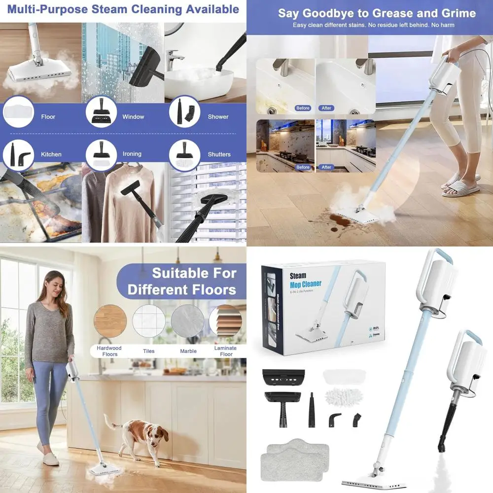 Многофункциональная паровая швабра 7-в-1, 1200 Вт, вращающаяся насадка, бак 400 мл, шнур 7 м, 2 моющиеся насадки, подходит для паркета, ламината
Многофункциональная паровая швабра 7-в-1, 1200 Вт, вращающаяся насадка, бак 400 мл, шнур 7 м, 2 моющиеся насадки, подходит для паркета, ламината