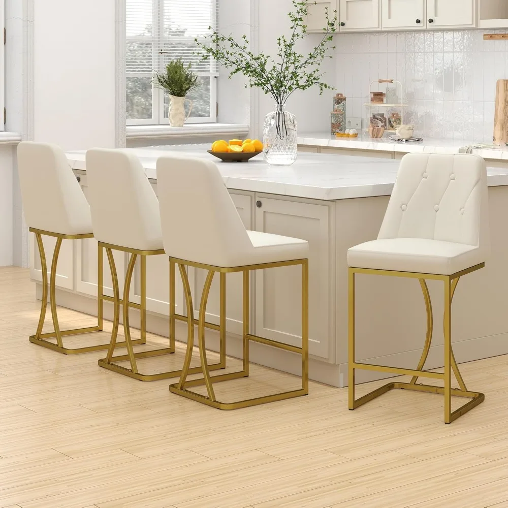 Counter Height Bar Stools Set of 4, 25" PU Leather Counter Stools with Button Tufted Back,Modern Upholstered Barstool with Gold
Counter Height Bar Stools Set of 4, 25" PU Leather Counter Stools with Button Tufted Back,Modern Upholstered Barstool with Gold