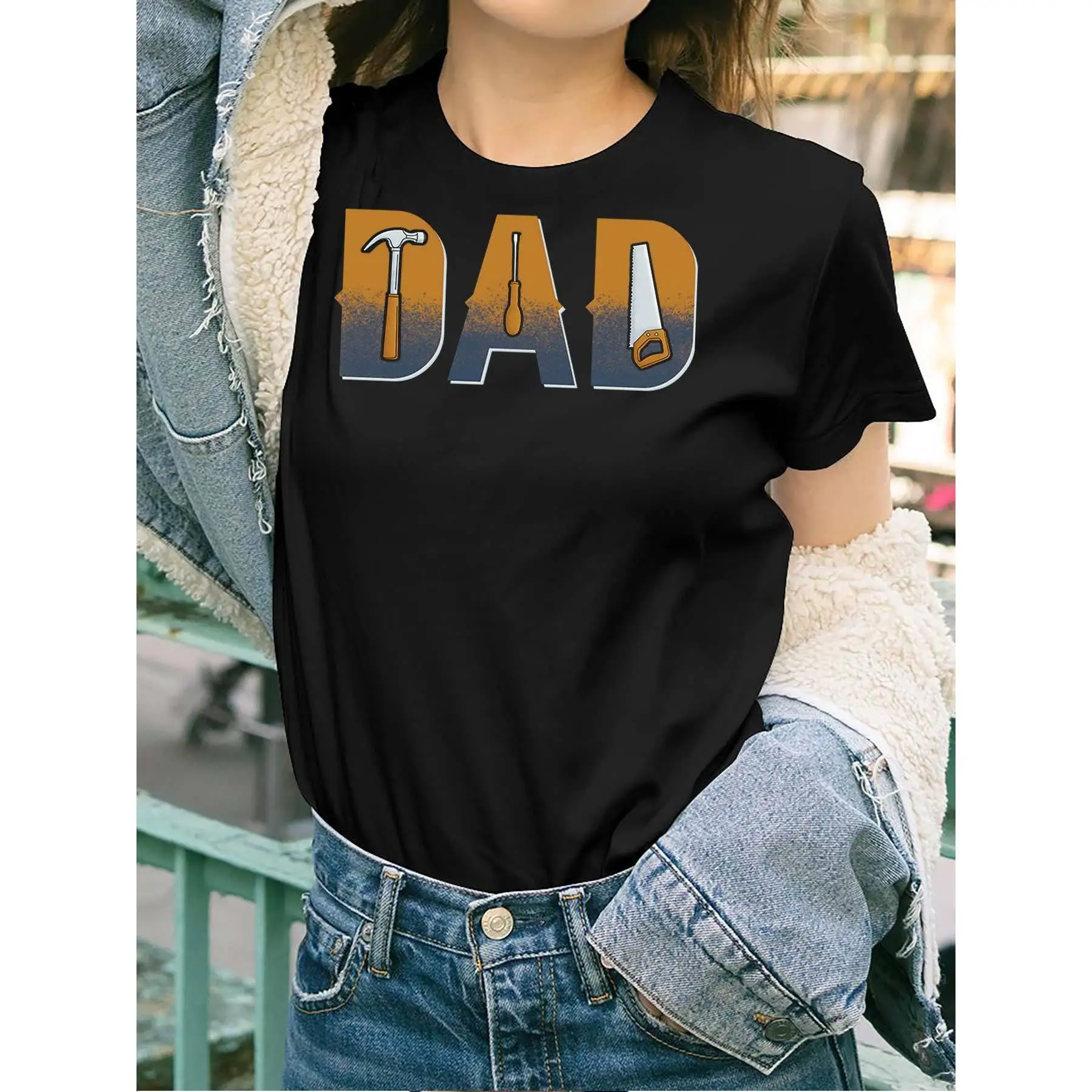 Women's Short Sleeve T-Shirt - Funny Dad Life Construction Builder Graphic with Hard Hat Design, Father's Day Gift, Black Casual
Women's Short Sleeve T-Shirt - Funny Dad Life Construction Builder Graphic with Hard Hat Design, Father's Day Gift, Black Casual