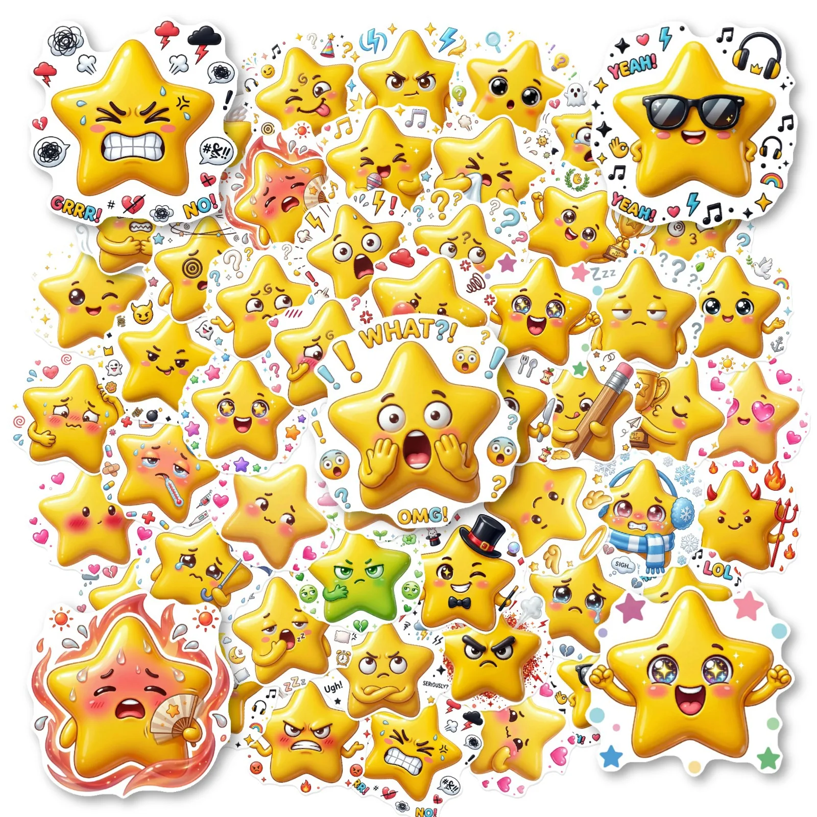 50-100PCS Cartoon Star Stickers, Cute Funny Waterproof Graffiti Decals for Journaling Decor
50-100PCS Cartoon Star Stickers, Cute Funny Waterproof Graffiti Decals for Journaling Decor