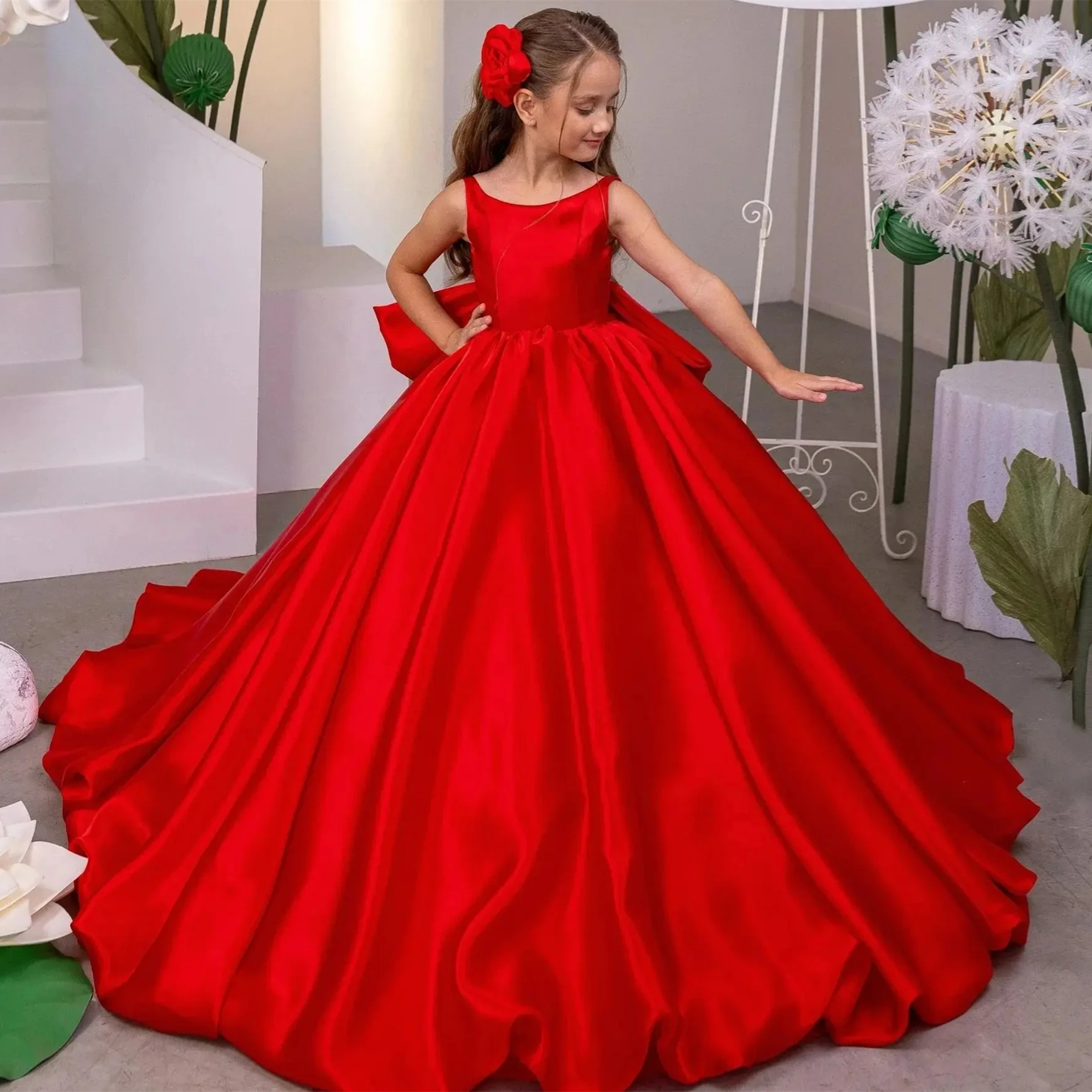 Customized Red Flower Girl Dress For Wedding Bow Sleeveless Floor Length Elegant Kids Birthday Party First Communion Gown
Customized Red Flower Girl Dress For Wedding Bow Sleeveless Floor Length Elegant Kids Birthday Party First Communion Gown