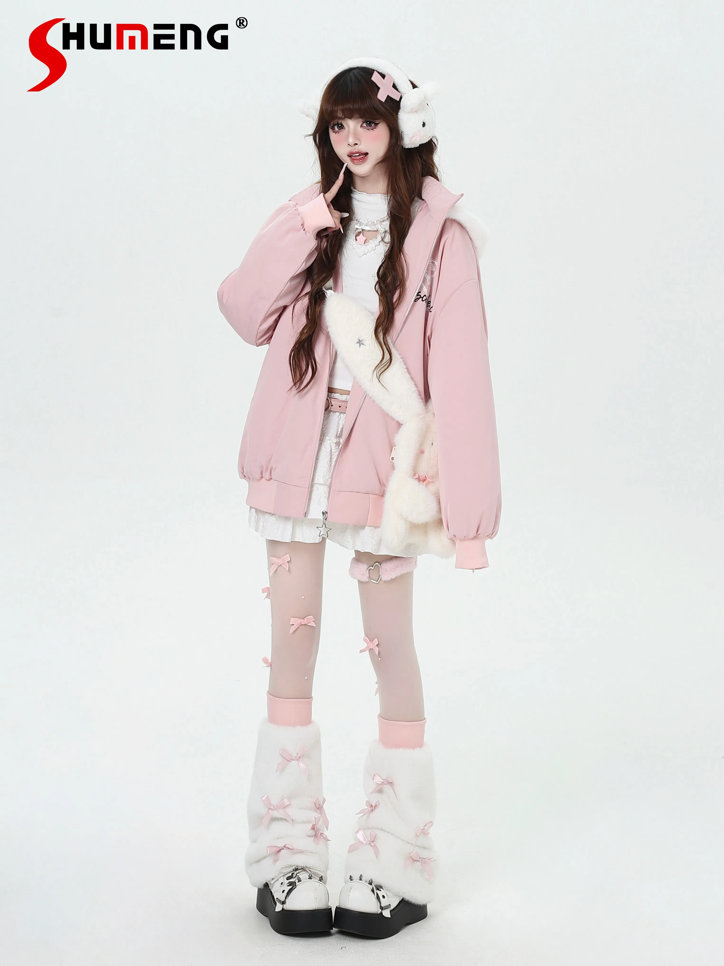 Highstreet Sweet Cool Girl Bow Detachable Rabbit Ear Hooded Loose Casual Cotton Jacket Sweatshirts Women Winter with Leg Warmer
Highstreet Sweet Cool Girl Bow Detachable Rabbit Ear Hooded Loose Casual Cotton Jacket Sweatshirts Women Winter with Leg Warmer