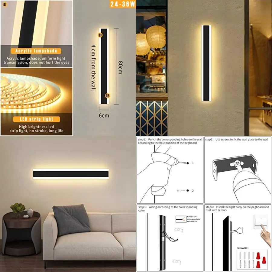 Modern Outdoor Wall Light, 000k/4500k/6000k Change Black Exterior Fixtures Wall Mount, Ip65 Waterproof Modern Porch Lights Non-
Modern Outdoor Wall Light, 000k/4500k/6000k Change Black Exterior Fixtures Wall Mount, Ip65 Waterproof Modern Porch Lights Non-