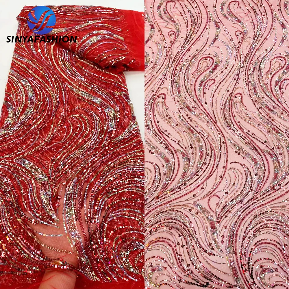 Sinya African Luxury Lace Fabric 2023 Nigeiran Lace Fabric High Quality Wedding Bridal Red Sequins Beaded Lace For Evening Dress
Sinya African Luxury Lace Fabric 2023 Nigeiran Lace Fabric High Quality Wedding Bridal Red Sequins Beaded Lace For Evening Dress