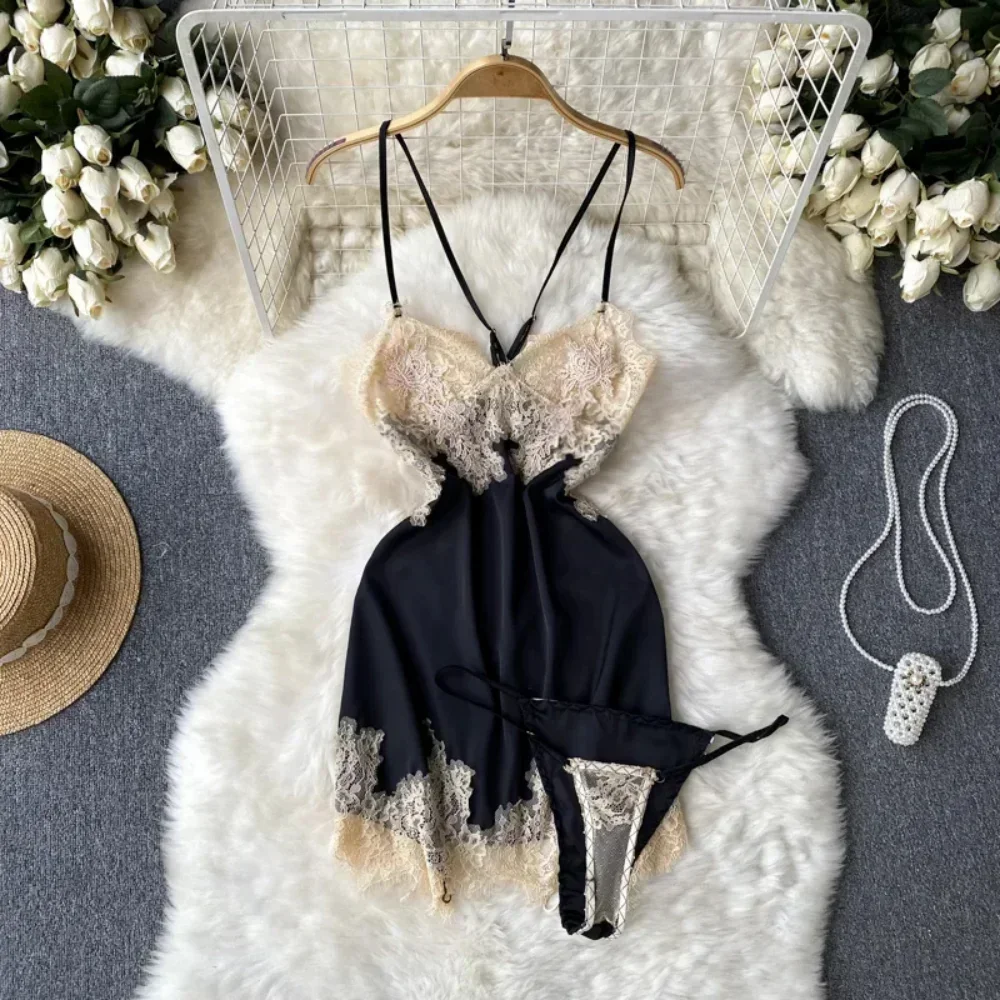 Lace Patchwork Women's Pajamas Elegant Vintage Slim Dress Sexy Backless Cross Strap Dress Summer New Fashion Ethnic Lingerie
Lace Patchwork Women's Pajamas Elegant Vintage Slim Dress Sexy Backless Cross Strap Dress Summer New Fashion Ethnic Lingerie