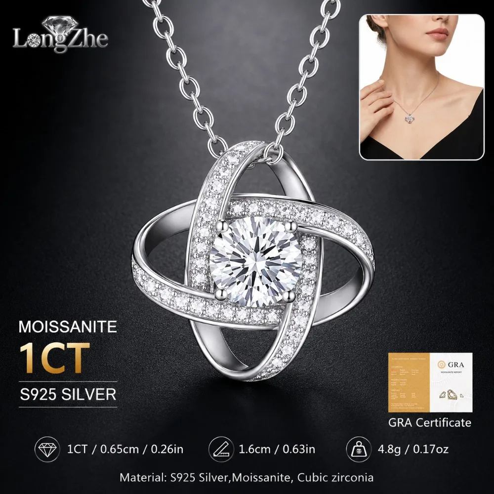 S925 Silver Moissanite Necklace 1CT Round Cut Intertwined Pendant 41-50cm Chain For Women Anniversary Gift Fine Jewelry
S925 Silver Moissanite Necklace 1CT Round Cut Intertwined Pendant 41-50cm Chain For Women Anniversary Gift Fine Jewelry