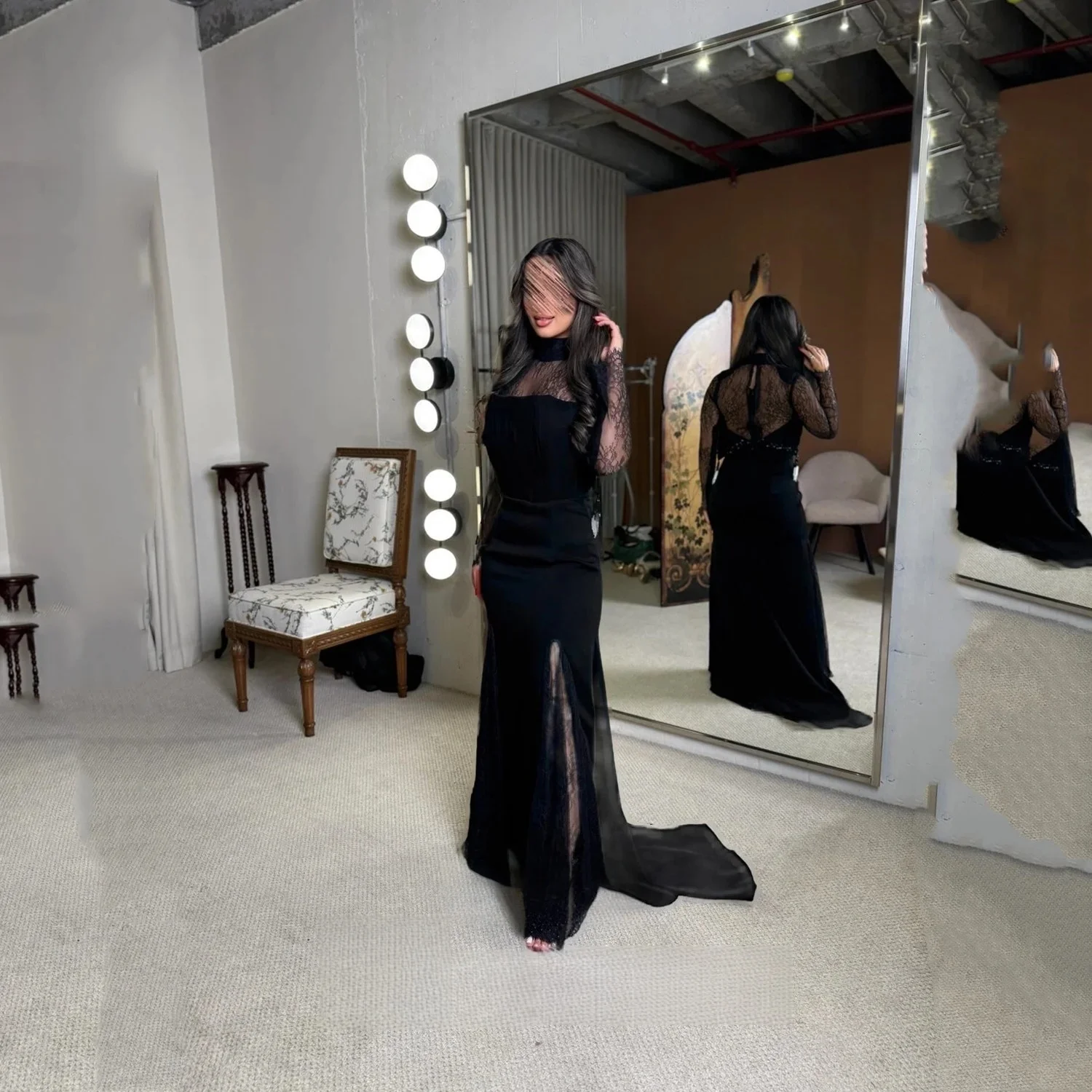 Black Lace Long Sleeves Bespoke Occasion Gown Evening Dresses Prom Pastrol Unisex Jersey Retro Dubai Saudi Arabic Customized
Black Lace Long Sleeves Bespoke Occasion Gown Evening Dresses Prom Pastrol Unisex Jersey Retro Dubai Saudi Arabic Customized