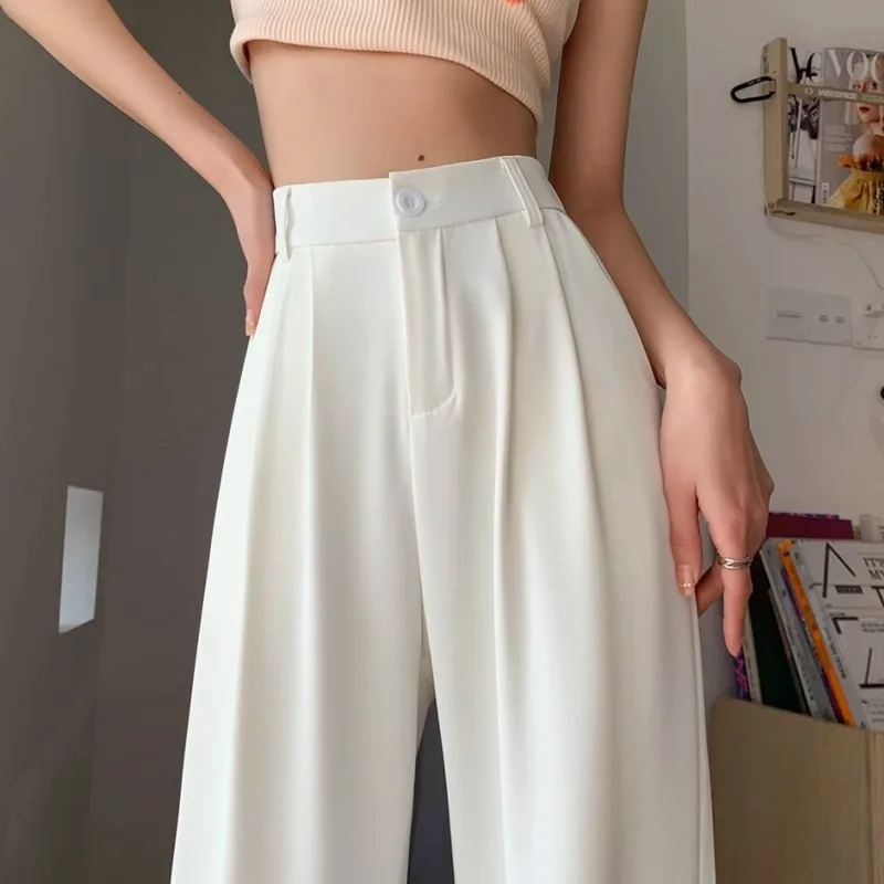 Women's pants summer new ice silk wide leg casual pants with high waist and hanging feeling straight leg suit loose pants
Women's pants summer new ice silk wide leg casual pants with high waist and hanging feeling straight leg suit loose pants