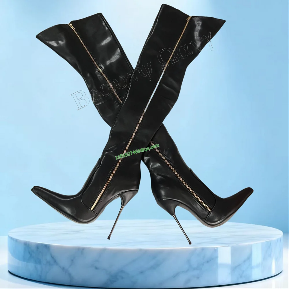 Black Metal Heel Long Zipper Boots Thigh High Spike Heel Pointed Toe High Shoes for Women High Heels Shoes Zapatos Para Mujere
Black Metal Heel Long Zipper Boots Thigh High Spike Heel Pointed Toe High Shoes for Women High Heels Shoes Zapatos Para Mujere