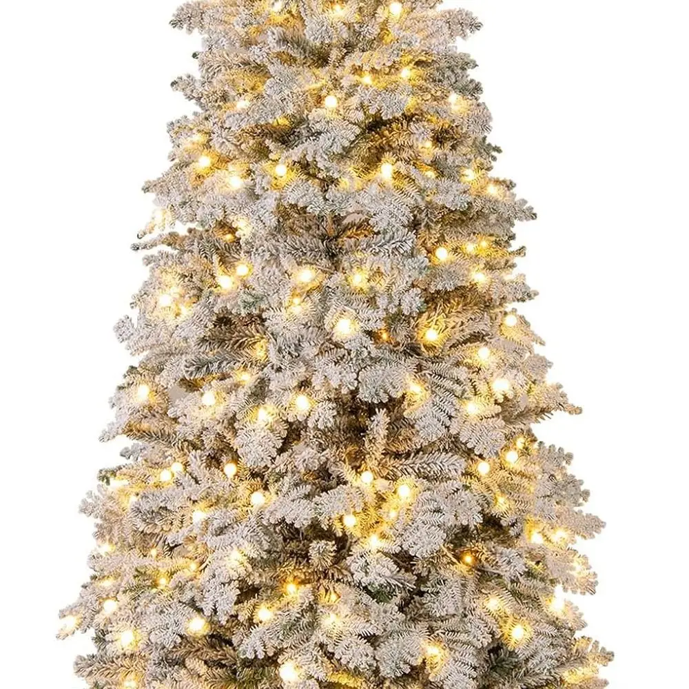 Pre-Lit Snow Flocked Christmas Tree, Artificial Hinged Xmas Tree with 806 Mixed Branch Tips, 320 Warm White LED & 160 Globe Ligh
Pre-Lit Snow Flocked Christmas Tree, Artificial Hinged Xmas Tree with 806 Mixed Branch Tips, 320 Warm White LED & 160 Globe Ligh