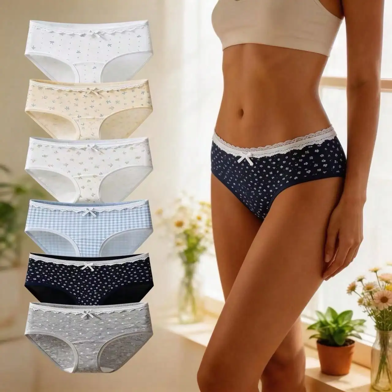 6 PCS women's panties cute and sweet floral underwear lace soft comfortable edges panties, suitable for daily commuting, dating
6 PCS women's panties cute and sweet floral underwear lace soft comfortable edges panties, suitable for daily commuting, dating