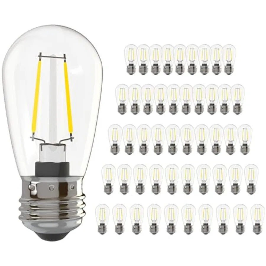 50 Pack Dimmable 2W S14 Replacement LED Bulbs 2700K Warm White Waterproof Outdoor String Lights Vintage Filament Shatterproof E
50 Pack Dimmable 2W S14 Replacement LED Bulbs 2700K Warm White Waterproof Outdoor String Lights Vintage Filament Shatterproof E