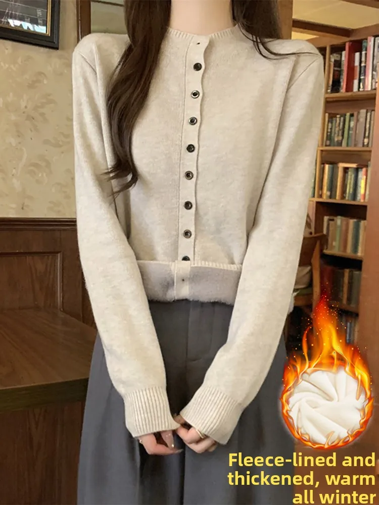 Slimming Fleece Lined Long Sleeve Knitted Sweater round Neck Base Layer Top for Women Autumn Winter Fashion Soft Cozy Knitwear
Slimming Fleece Lined Long Sleeve Knitted Sweater round Neck Base Layer Top for Women Autumn Winter Fashion Soft Cozy Knitwear