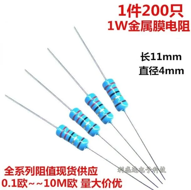 200pcs 1W 1R 10R 22R 47R 100R 220R 330R 680R 910R 1K 2K2 3.3K 4.7K 10K 47K 100K 470K 1M 10M 1W +-1% Metal Film Resistor
200pcs 1W 1R 10R 22R 47R 100R 220R 330R 680R 910R 1K 2K2 3.3K 4.7K 10K 47K 100K 470K 1M 10M 1W +-1% Metal Film Resistor