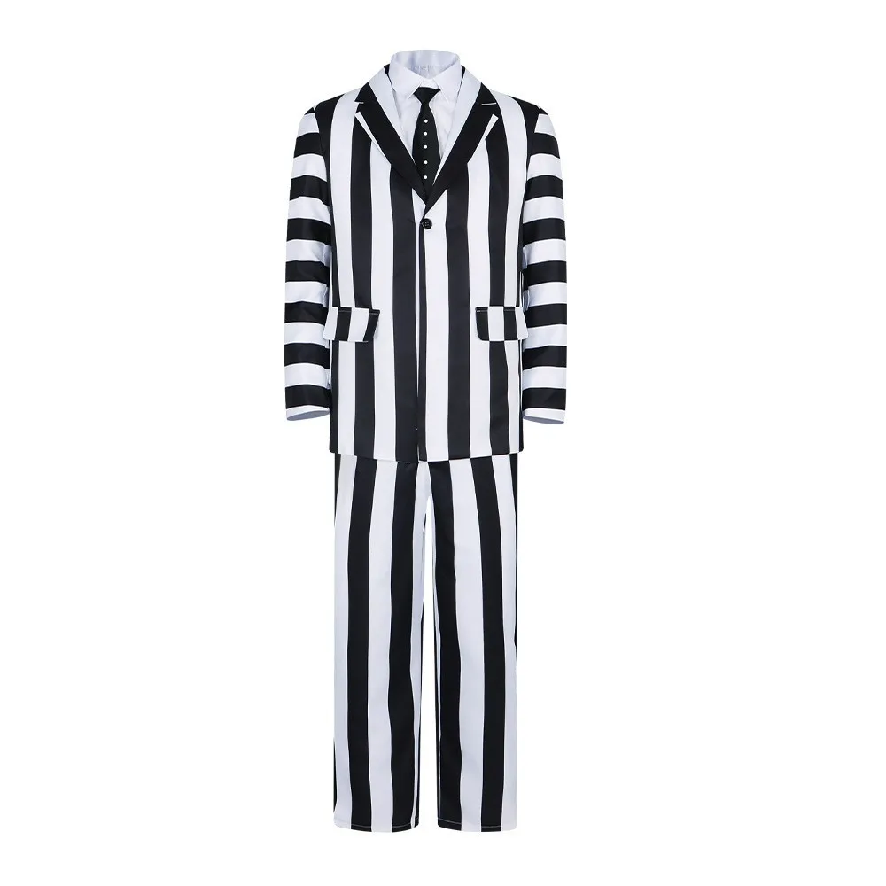 Halloween Performance Costume Black White Stripes Beetle Juice Devil Cosplay Suit Women's Traditional Ethnic Stage Costume
Halloween Performance Costume Black White Stripes Beetle Juice Devil Cosplay Suit Women's Traditional Ethnic Stage Costume