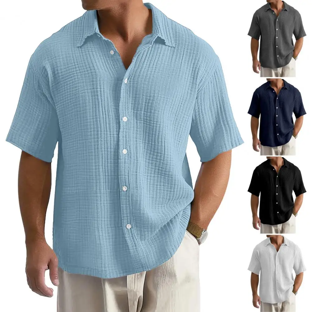 Lightweight Shirt Men's Summer Button-down Cardigan with Turn-down Collar Short Sleeves Loose Fit Casual Office for Daily
Lightweight Shirt Men's Summer Button-down Cardigan with Turn-down Collar Short Sleeves Loose Fit Casual Office for Daily