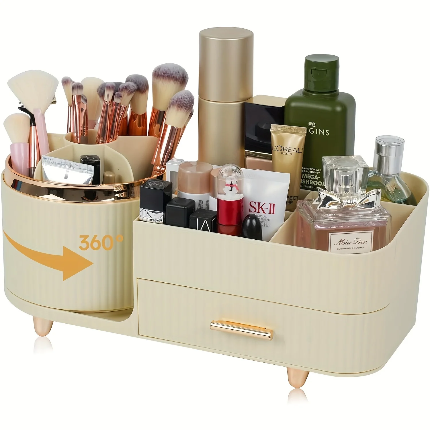 "Beauty Tower" ° Rotating Makeup Organizer With Drawer - Large Capacity Cosmetic For Vanity, Desk & Bathroom Countertops Makeu
"Beauty Tower" ° Rotating Makeup Organizer With Drawer - Large Capacity Cosmetic For Vanity, Desk & Bathroom Countertops Makeu