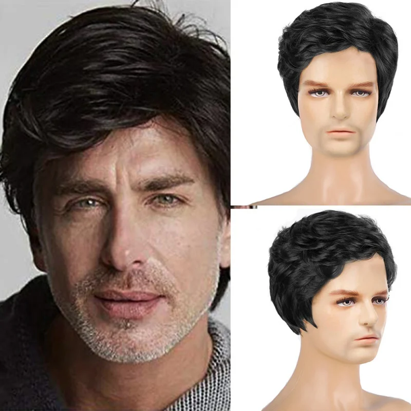 European and American fashion men's , natural black short straight synthetic hair wigs
European and American fashion men's , natural black short straight synthetic hair wigs