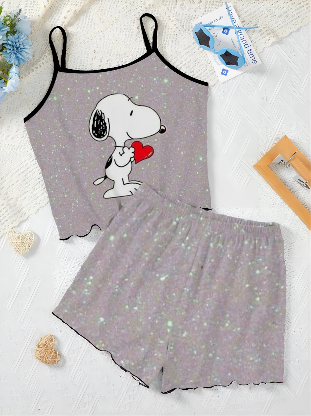 Lady Sets for Women 2 Pieces T-shirt Slip Dress Lettuce Trim Top Snoopy Pajama Skirt Short Elegant Women's Suit Home Dress Top
Lady Sets for Women 2 Pieces T-shirt Slip Dress Lettuce Trim Top Snoopy Pajama Skirt Short Elegant Women's Suit Home Dress Top