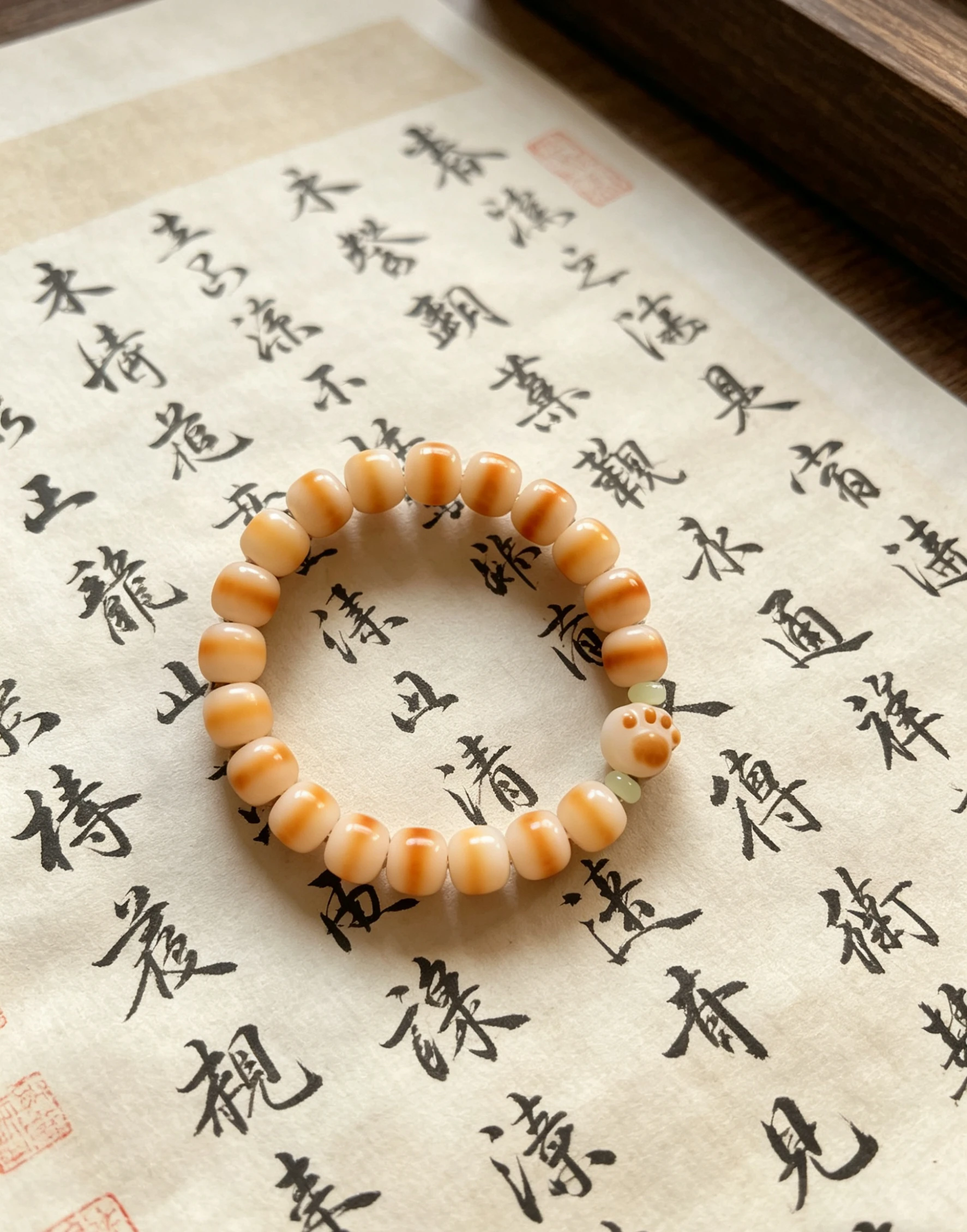 Natural Burnt Gradient Bodhi Bracelet with Cat Paw
Natural Burnt Gradient Bodhi Bracelet with Cat Paw
