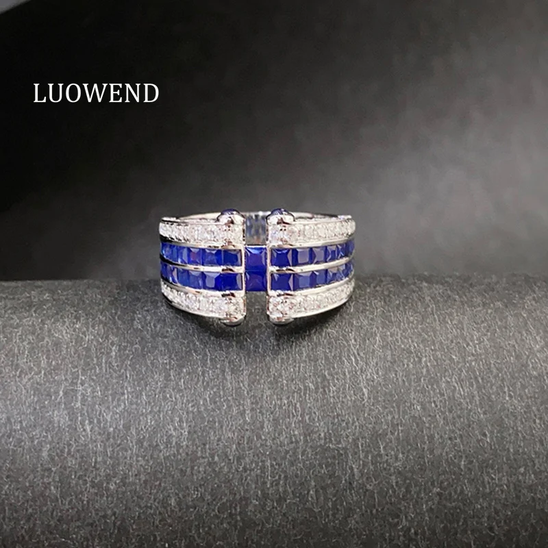 Кольца LUOWEND из 100% белого золота 18 карат, роскошное кольцо с бриллиантом и натуральным сапфиром, модное ювелирное изделие в этническом стиле с высоким драгоценным камнем для женщин
Кольца LUOWEND из 100% белого золота 18 карат, роскошное кольцо с бриллиантом и натуральным сапфиром, модное ювелирное изделие в этническом стиле с высоким драгоценным камнем для женщин