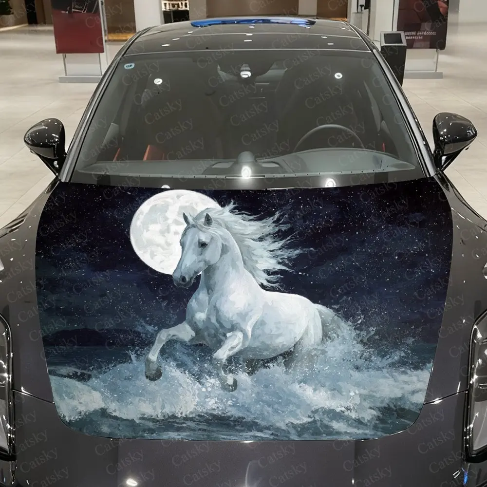 White Horse Under The Moon Car Hood Graphic Stickers, Car Aesthetics, Eye-catching Pattern Decorations, PVC Waterproof Self-adhe
White Horse Under The Moon Car Hood Graphic Stickers, Car Aesthetics, Eye-catching Pattern Decorations, PVC Waterproof Self-adhe