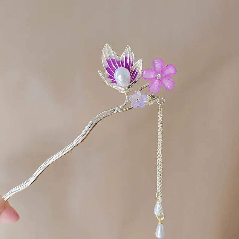 New Chinese-style enamel flower hairpin, ancient-style tassel stepping hair accessory, high-end coiled hair hairpin
New Chinese-style enamel flower hairpin, ancient-style tassel stepping hair accessory, high-end coiled hair hairpin
