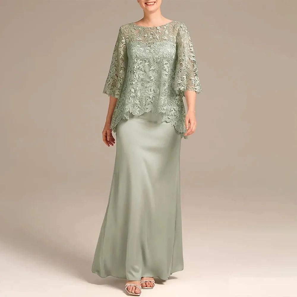 Mother of Bride 2 Piece Suits Customized Mermaid Satin Long Mothers of The Groom Dress for Women with Lace Jacket
Mother of Bride 2 Piece Suits Customized Mermaid Satin Long Mothers of The Groom Dress for Women with Lace Jacket