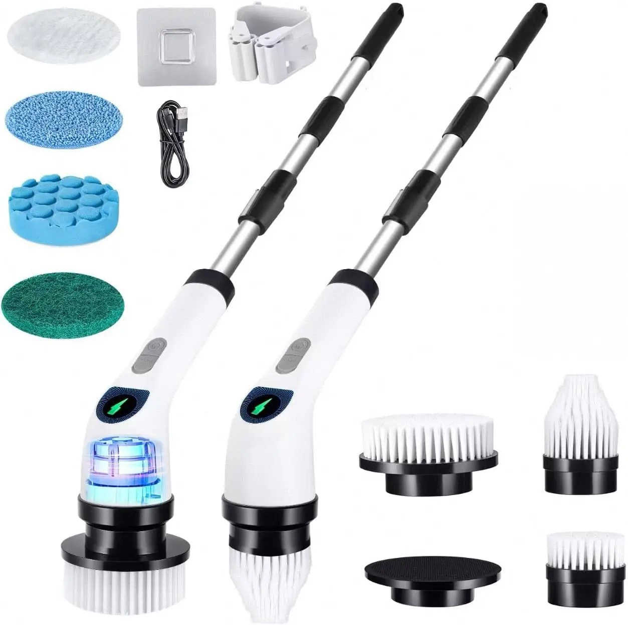Electric Spin Scrubber for Cleaning, Adjustable Shower Brush with 7 Replaceable Heads & Power LED
Electric Spin Scrubber for Cleaning, Adjustable Shower Brush with 7 Replaceable Heads & Power LED