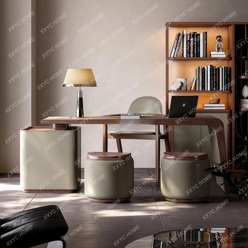 A Retro style saddle leather desk light luxury modern high-end study desk home
A Retro style saddle leather desk light luxury modern high-end study desk home