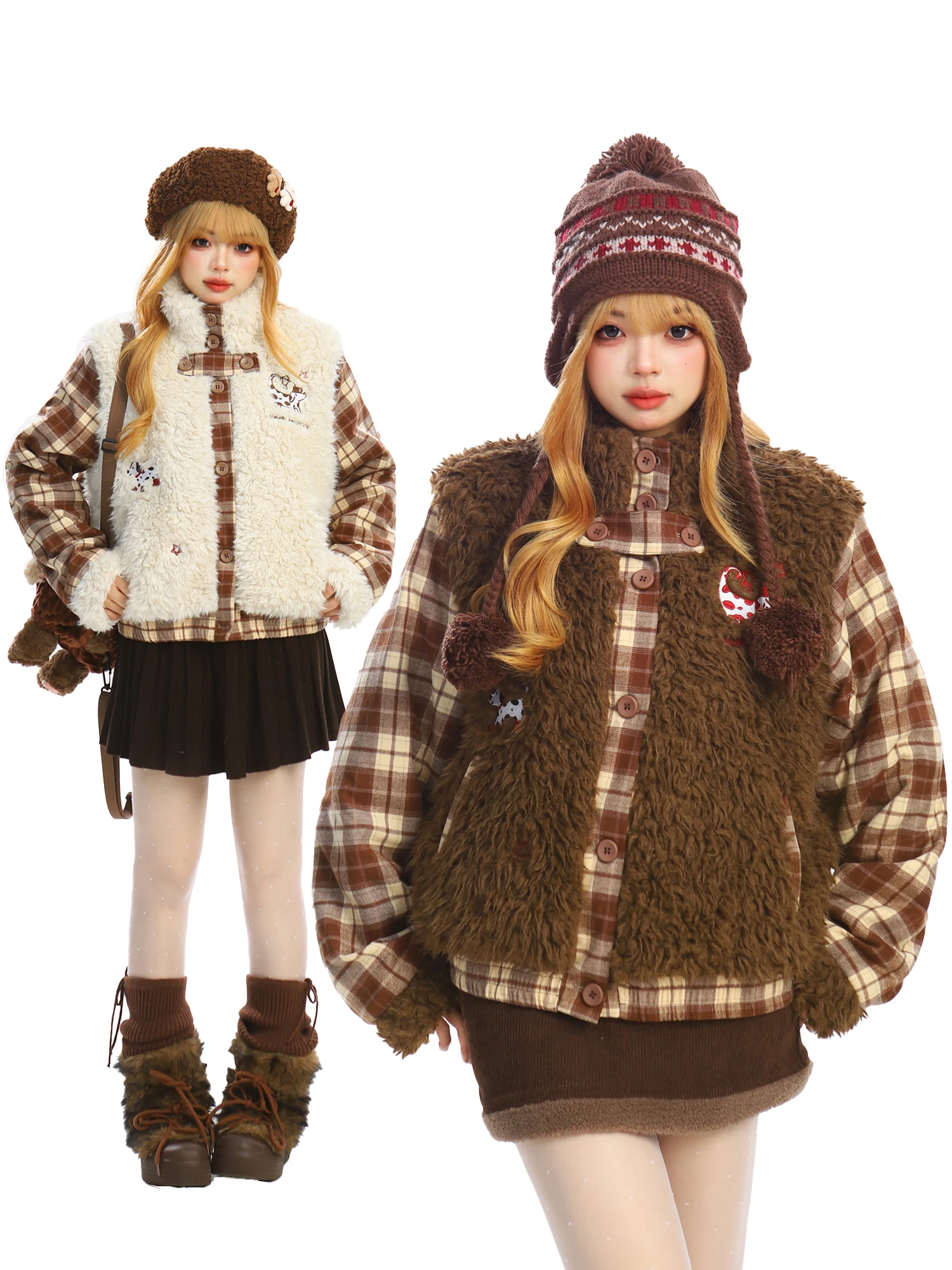 Женская зимняя теплая куртка BearGirl из утолщенного хлопка с воротником-стойкой, с клетчатыми вставками из овечьего бархата, верхняя одежда
Женская зимняя теплая куртка BearGirl из утолщенного хлопка с воротником-стойкой, с клетчатыми вставками из овечьего бархата, верхняя одежда