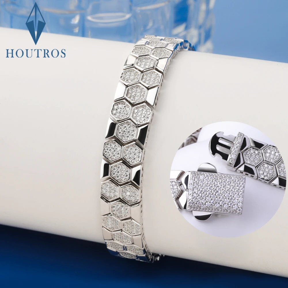 10mm Wide Full Moissanite Bracelet for Women Men 925 Sterling Silver Honeycomb Sparkling Diamond Bracelets Jewelry Wholesale
10mm Wide Full Moissanite Bracelet for Women Men 925 Sterling Silver Honeycomb Sparkling Diamond Bracelets Jewelry Wholesale