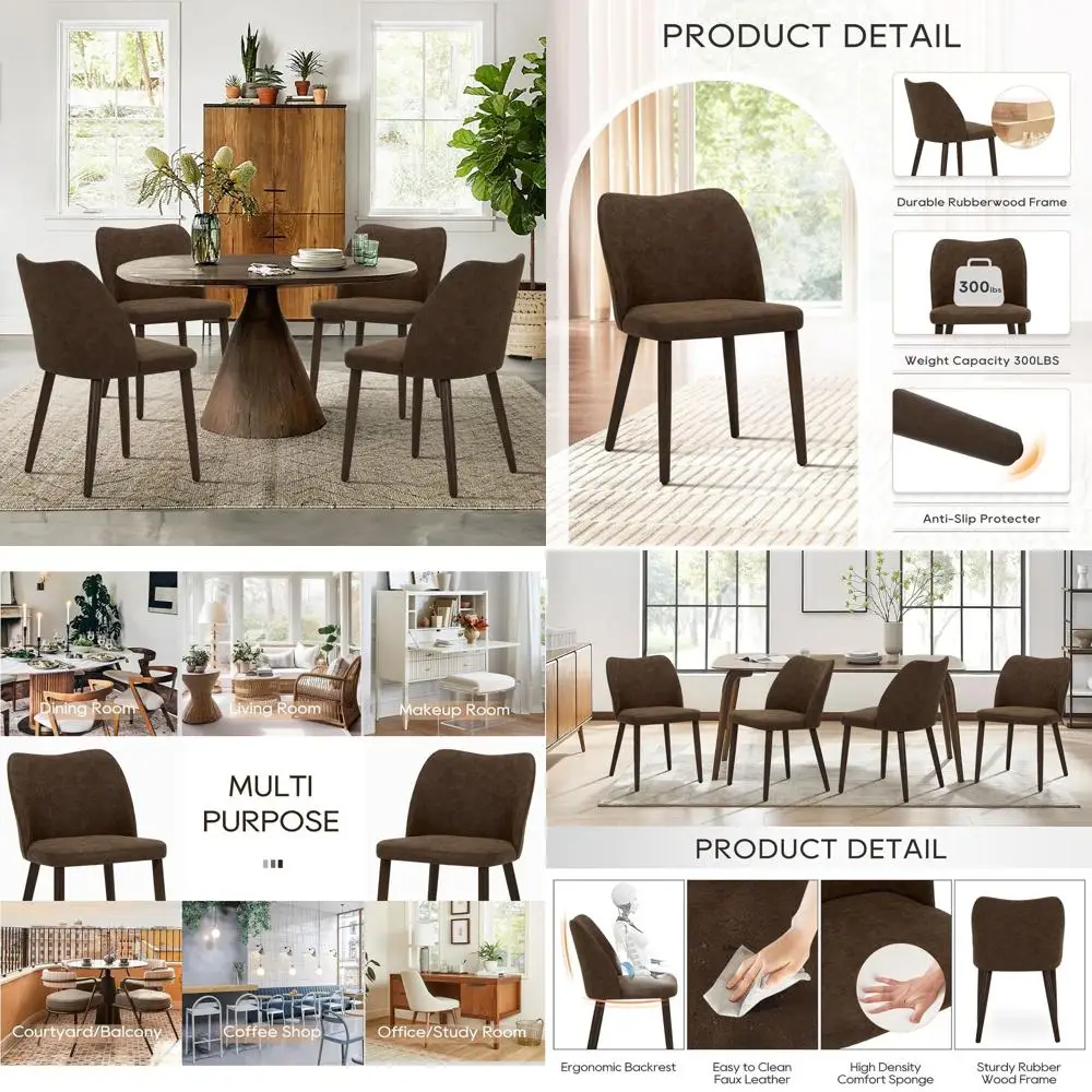 Upholstered Dining Chairs Set o 6, ern PU Leather Dining Room Kitchen Side Chair with Padded Seat and Wood Legs Restaurant/Cae,
Upholstered Dining Chairs Set o 6, ern PU Leather Dining Room Kitchen Side Chair with Padded Seat and Wood Legs Restaurant/Cae,