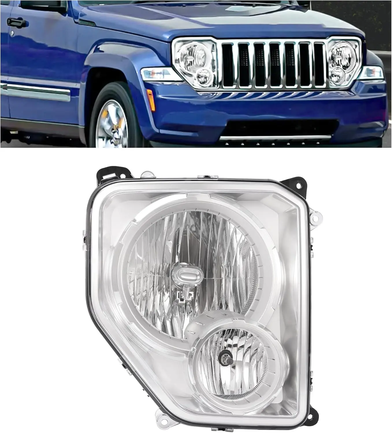 Правая фара в сборе с противотуманной фарой, совместимая с Jeep Liberty 2008-2012 гг., замена для передней фары CH2503196 55157338AE
Правая фара в сборе с противотуманной фарой, совместимая с Jeep Liberty 2008-2012 гг., замена для передней фары CH2503196 55157338AE