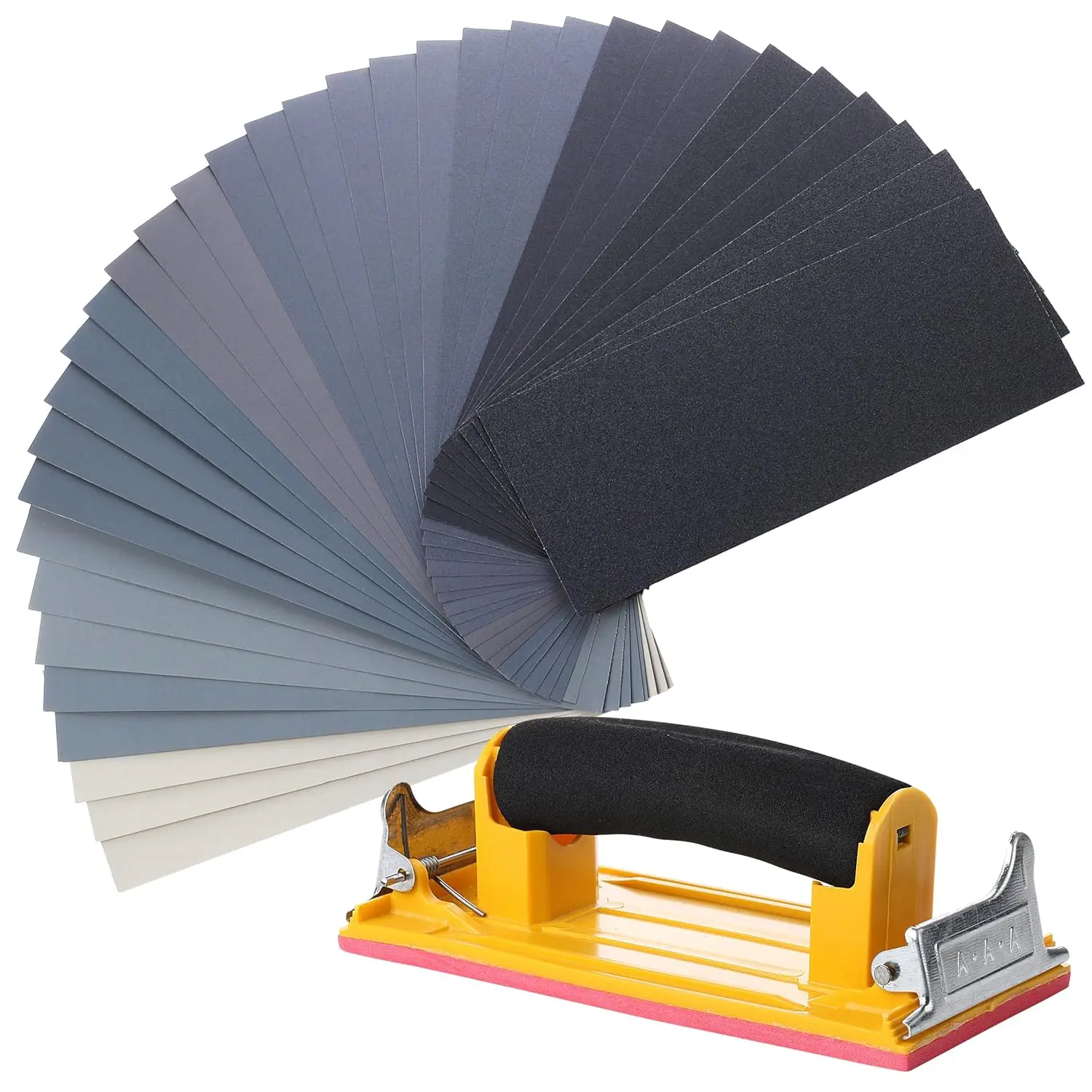 36 Pack Sandpaper with Handle, 12 Grits 120-3000 for Wet Dry Sanding Wood Metal Drywall
36 Pack Sandpaper with Handle, 12 Grits 120-3000 for Wet Dry Sanding Wood Metal Drywall