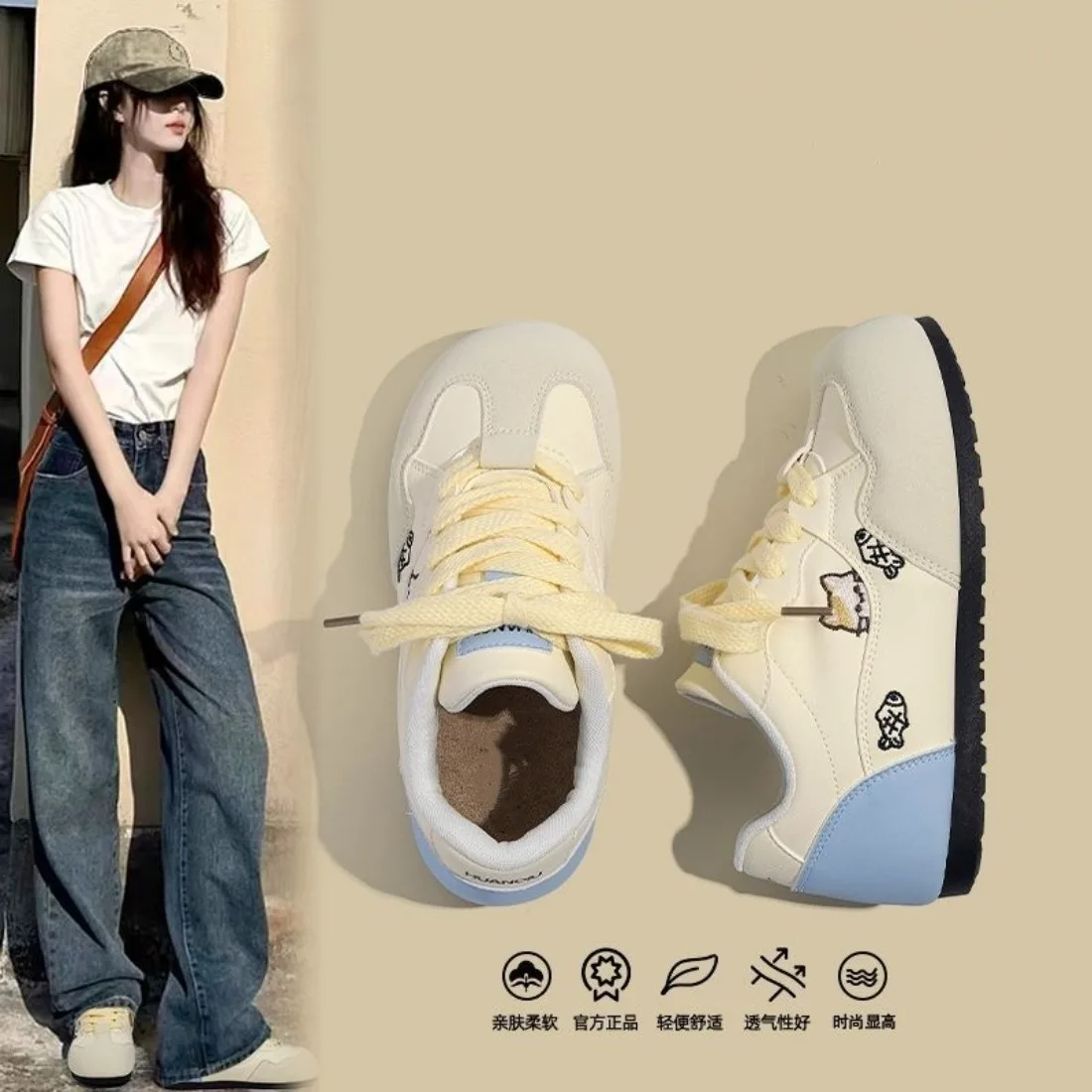 Женские спортивные кроссовки Весна 2026: модные, дышащие, легкие, вулканизированные, с милым мультяшным котом, на шнуровке, повседневные, белые
Женские спортивные кроссовки Весна 2026: модные, дышащие, легкие, вулканизированные, с милым мультяшным котом, на шнуровке, повседневные, белые