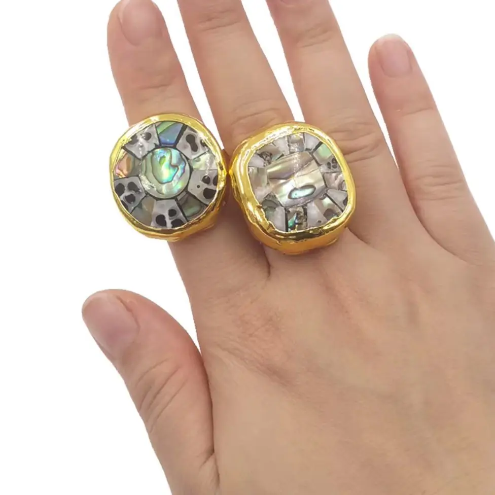 WT-MPR144 Classic Style Round And Square Shape Natural Shell Unisex Opeaning Ring With 18k Gold Plated Accessory
WT-MPR144 Classic Style Round And Square Shape Natural Shell Unisex Opeaning Ring With 18k Gold Plated Accessory