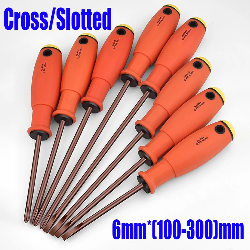 1PC 6mm*(100-300)mm Cross/Slotted Screwdriver S2 Steel Phillips/Flat Screwdriver Household Appliance Industrial Repair Tool
1PC 6mm*(100-300)mm Cross/Slotted Screwdriver S2 Steel Phillips/Flat Screwdriver Household Appliance Industrial Repair Tool