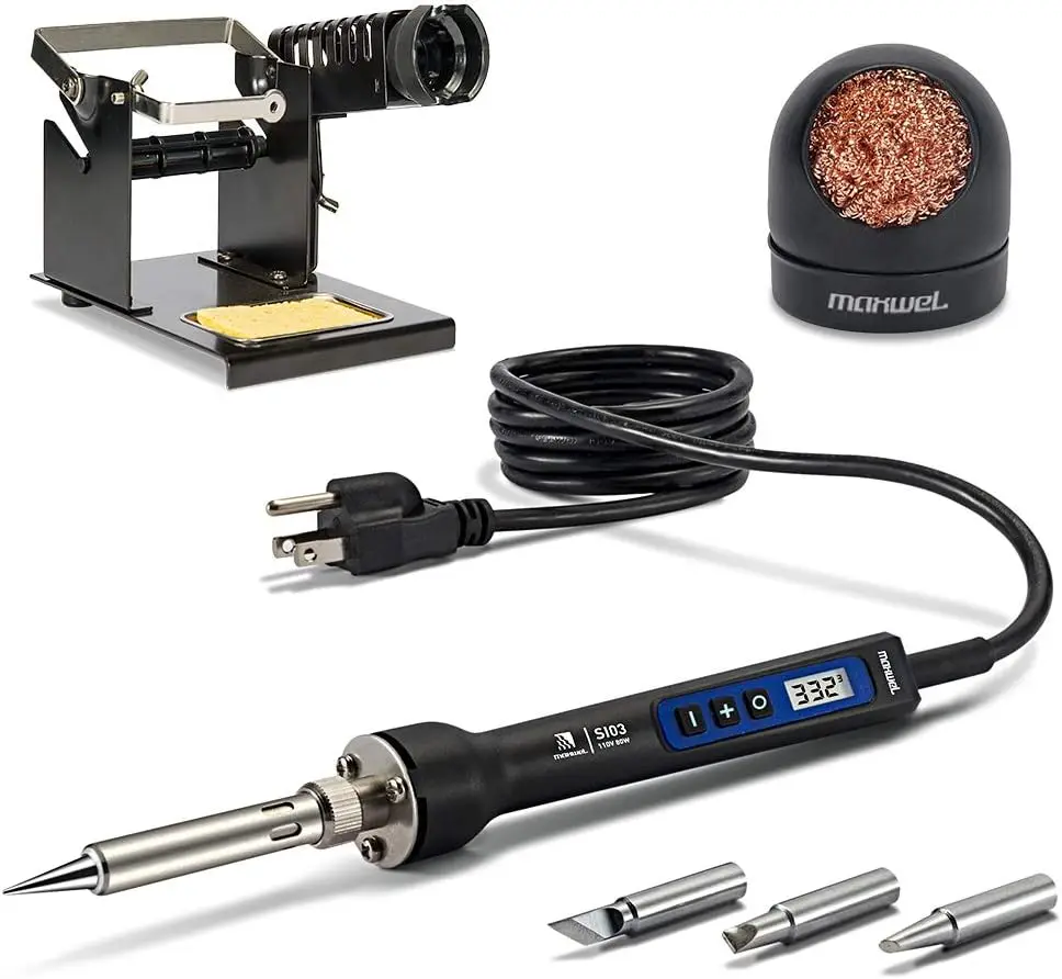 80W Digital Soldering Iron Kit with Adjustable Temperature, Auto Standby & Shut Down for Electronics Welding and Repair
80W Digital Soldering Iron Kit with Adjustable Temperature, Auto Standby & Shut Down for Electronics Welding and Repair