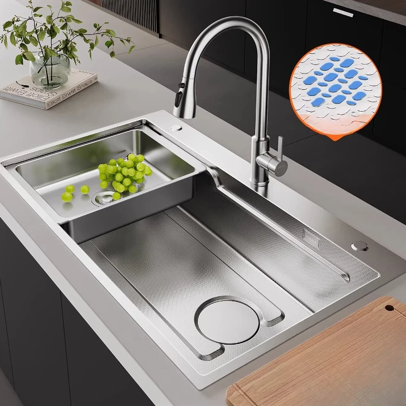 304 Stainless Steel Thickened Handmade Sink, Single Sink, Upper and Lower Basins, Large Sink Sink, and Dishwashing Trough
304 Stainless Steel Thickened Handmade Sink, Single Sink, Upper and Lower Basins, Large Sink Sink, and Dishwashing Trough
