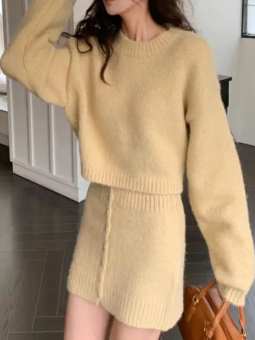 Корейский женский вязаный свитер, комплект из двух предметов, облегающая юбка, осень-зима, модная, повседневная, удобная
Корейский женский вязаный свитер, комплект из двух предметов, облегающая юбка, осень-зима, модная, повседневная, удобная